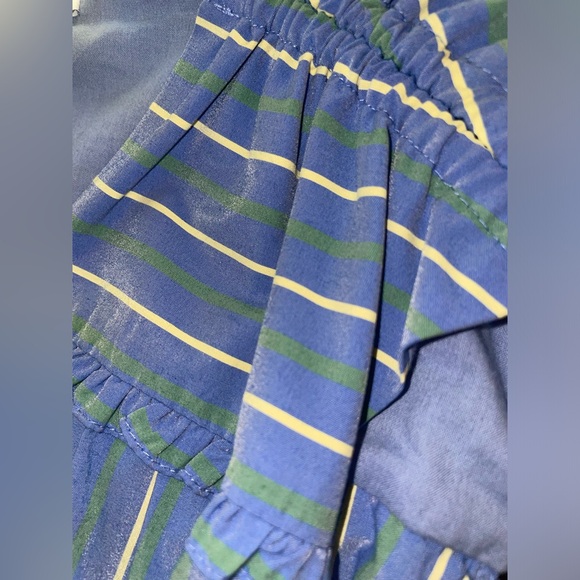 Veronica Beard Teagan Stripe Ruched V-Neck Midi Blue Kelly Green Dress NWT - Picture 6 of 8